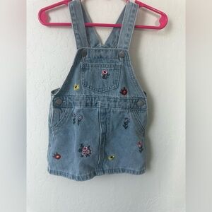 SHEIN Blue Kids Overalls with Floral Embroidery